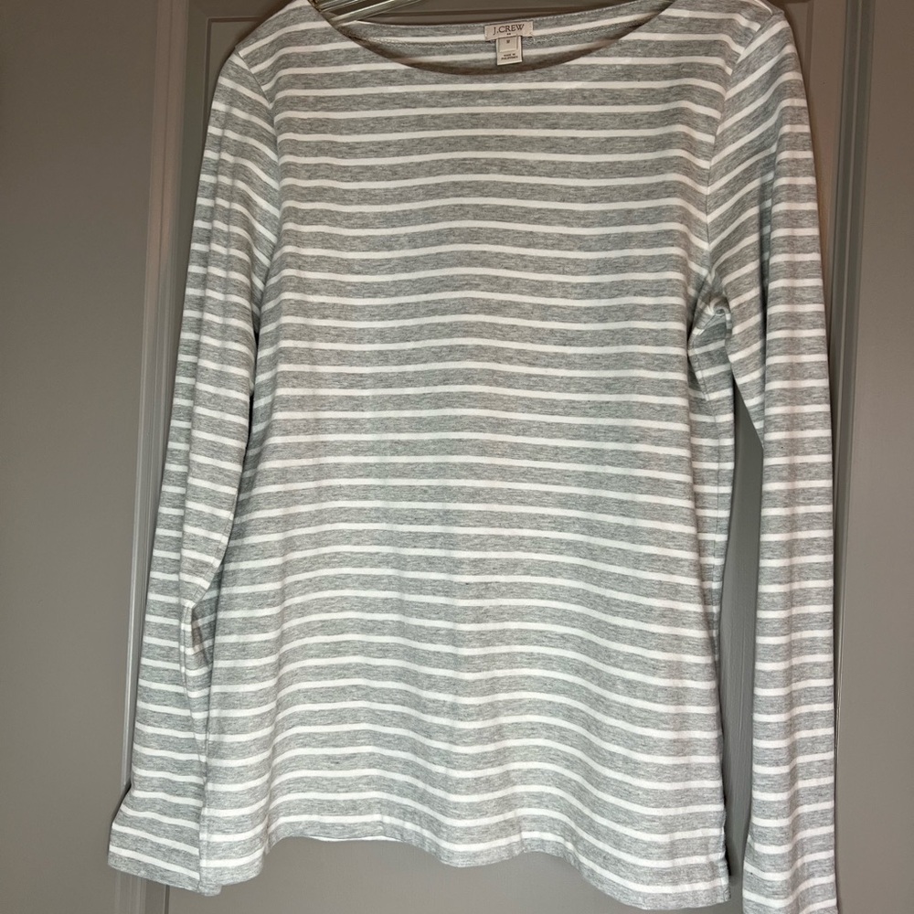 J. Crew Striped Top Gray and White